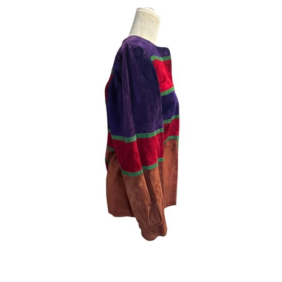 Mario Valentino Made in Italy suede jacket bold color-block Italian 42 (US S-M)a - Picture 4 of 8